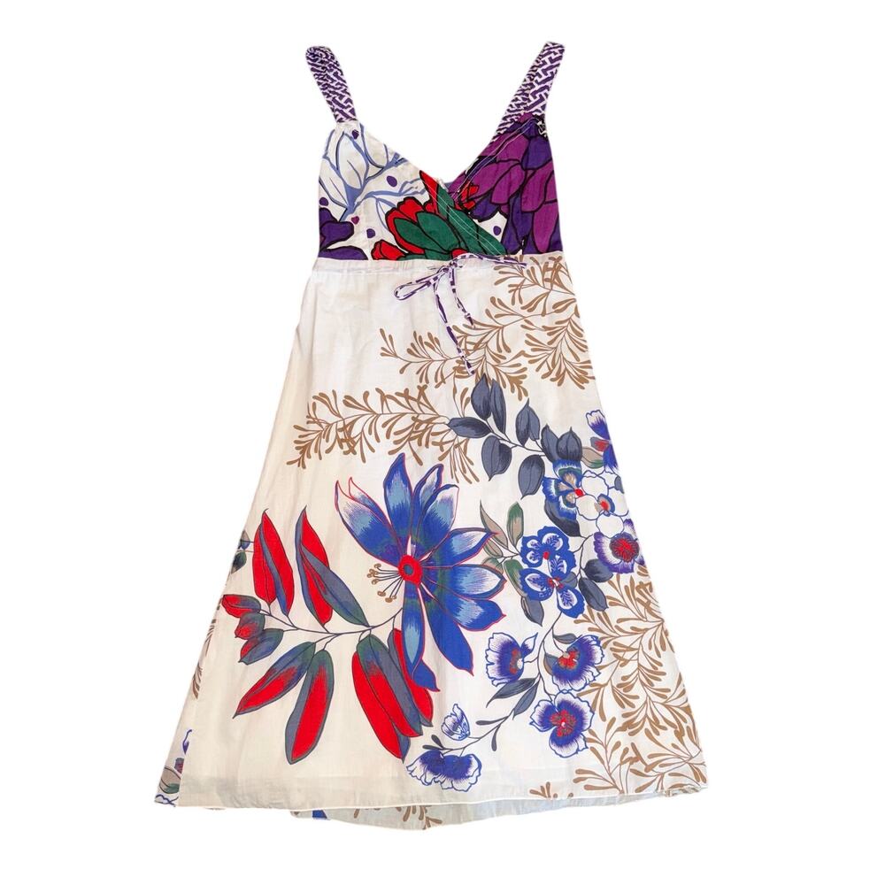 Sao Paulo Euro Vibrant Floral Cotton Sun Dress Smocked Back Size 4